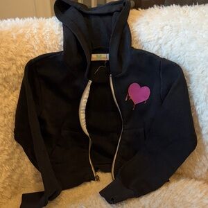 Vintage Havana Black Hoodie with Pink Heart words on back